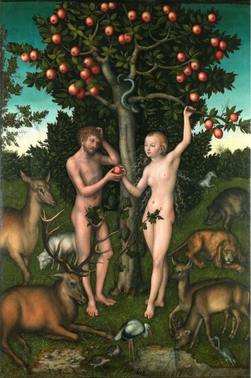 Cranach den Ældre. Adam og Eva i Paradisets Have. Kilde: Wikipedia