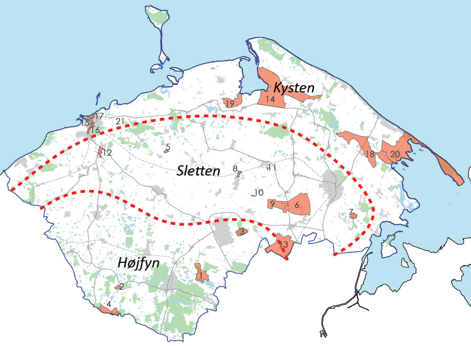Kort over den udpegede kulturarv på Nordfyn © Nordfyns Kommune