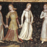 Udsnit: Kirkens triumf. Af Andrea di Bomaiuto. 1366-67. Santa Maria Novella. Kilde: Wikipedia